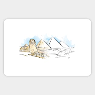 Pyramids & Sphinx at Giza Watercolour Mask Sticker